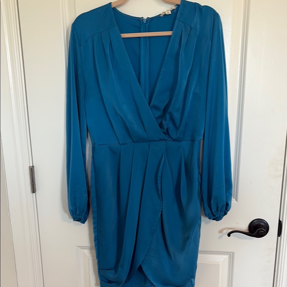 Elegant Blue Wrap Dress